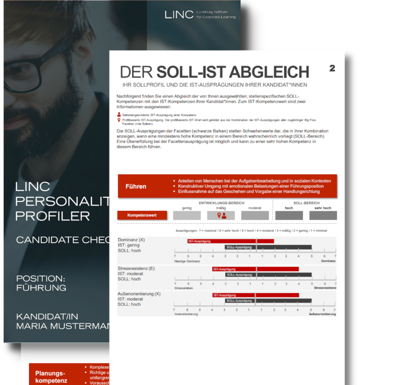 Dokument mit Ergebnisübersicht für Kandidaten.